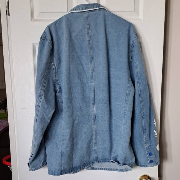 Floral Embroidered Denim Blazer - Picture 7 of 8